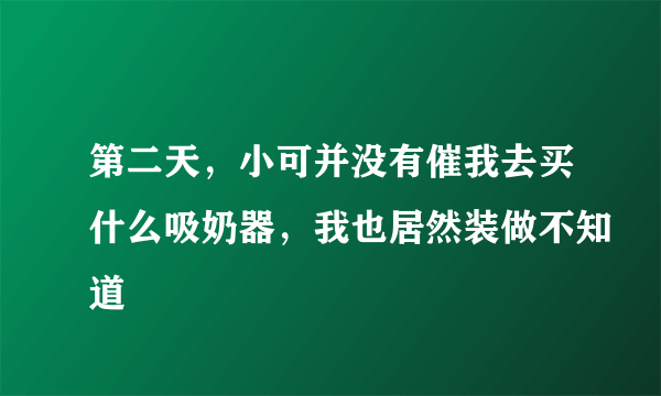 第二天，小可并没有催我去买什么吸奶器，我也居然装做不知道