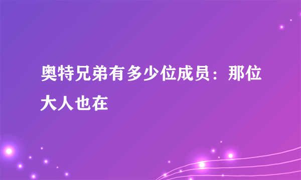 奥特兄弟有多少位成员：那位大人也在