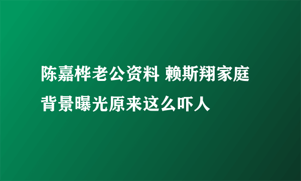 陈嘉桦老公资料 赖斯翔家庭背景曝光原来这么吓人