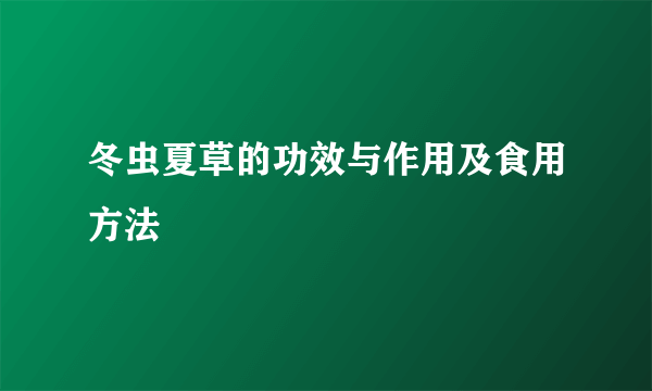 冬虫夏草的功效与作用及食用方法