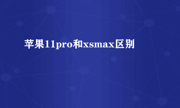 苹果11pro和xsmax区别