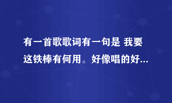 有一首歌歌词有一句是 我要这铁棒有何用。好像唱的好像是孙悟空！！这首个歌叫什么？？？