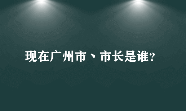 现在广州市丶市长是谁？