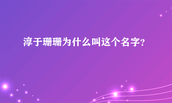 淳于珊珊为什么叫这个名字？