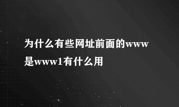 为什么有些网址前面的www是www1有什么用