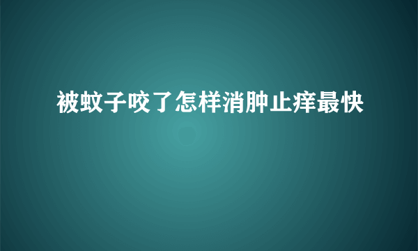 被蚊子咬了怎样消肿止痒最快