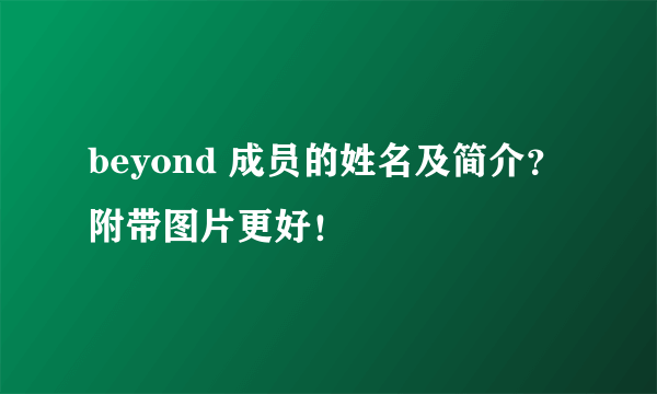 beyond 成员的姓名及简介？附带图片更好！