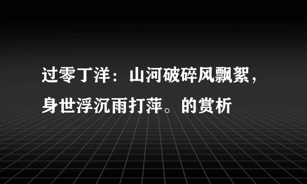 过零丁洋：山河破碎风飘絮，身世浮沉雨打萍。的赏析