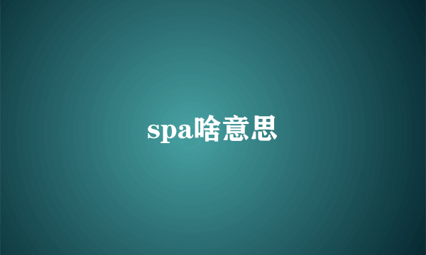 spa啥意思