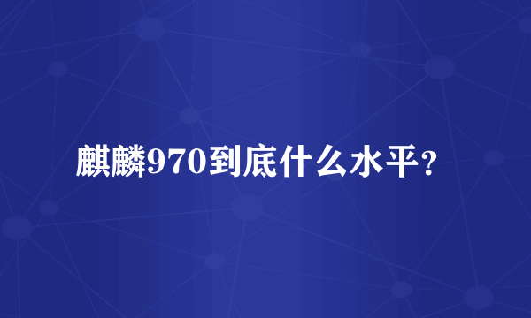 麒麟970到底什么水平？