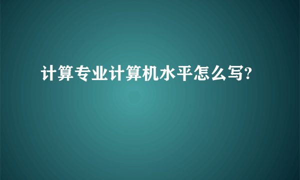 计算专业计算机水平怎么写?