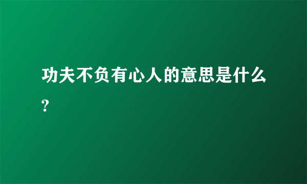 功夫不负有心人的意思是什么?