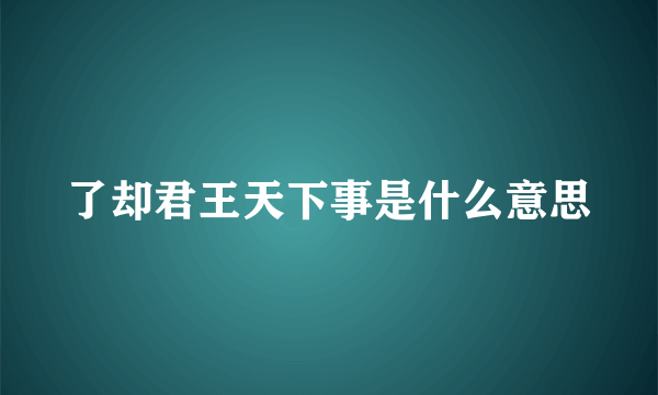 了却君王天下事是什么意思