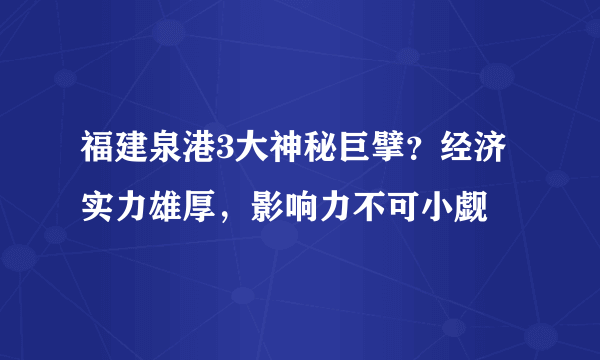 福建泉港3大神秘巨擘？经济实力雄厚，影响力不可小觑