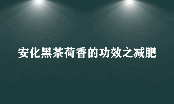 安化黑茶荷香的功效之减肥