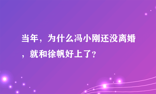 当年，为什么冯小刚还没离婚，就和徐帆好上了？