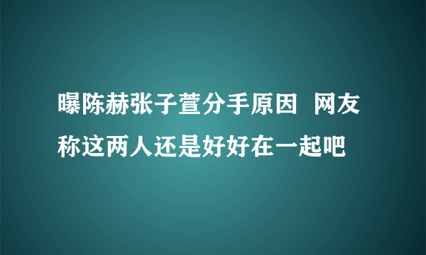 曝陈赫张子萱分手原因  网友称这两人还是好好在一起吧