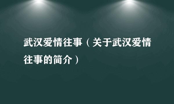 武汉爱情往事（关于武汉爱情往事的简介）