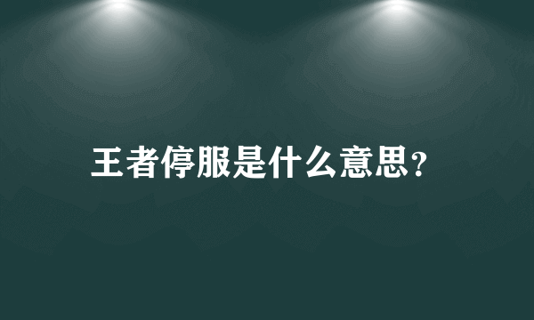 王者停服是什么意思？