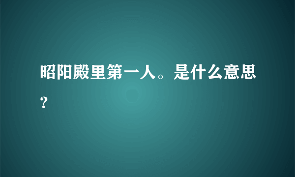 昭阳殿里第一人。是什么意思？