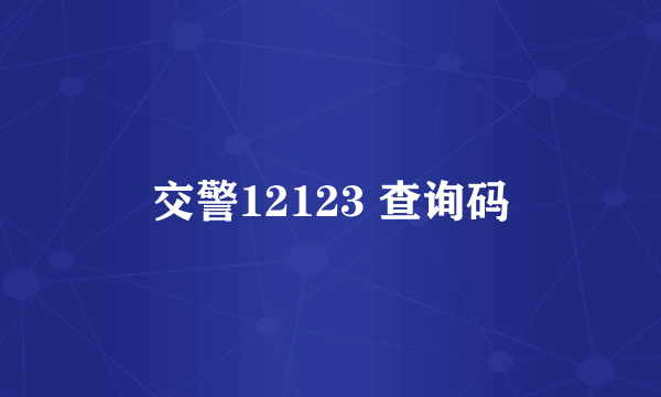 交警12123 查询码