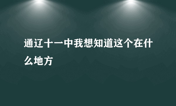 通辽十一中我想知道这个在什么地方