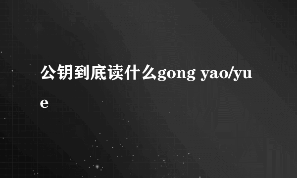 公钥到底读什么gong yao/yue