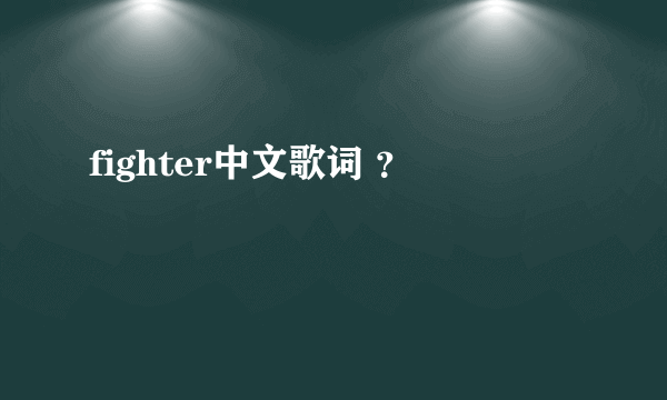 fighter中文歌词 ？