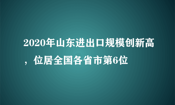 2020年山东进出口规模创新高，位居全国各省市第6位