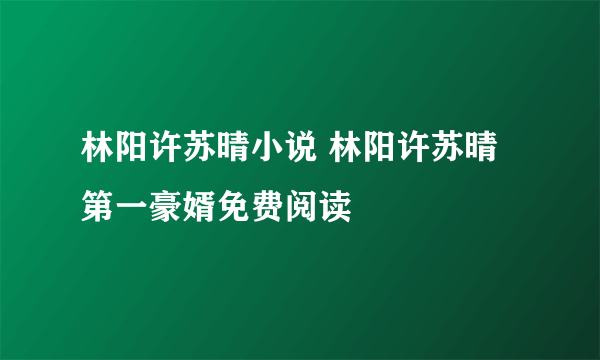 林阳许苏晴小说 林阳许苏晴第一豪婿免费阅读