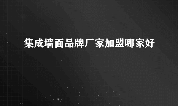 集成墙面品牌厂家加盟哪家好