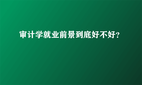 审计学就业前景到底好不好？