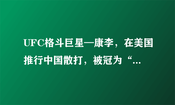 UFC格斗巨星—康李，在美国推行中国散打，被冠为“李小龙二世”