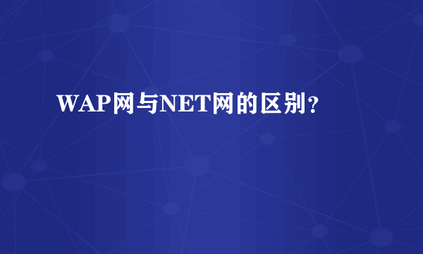 WAP网与NET网的区别？