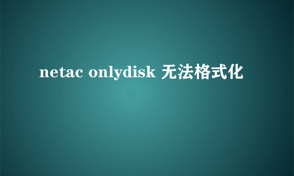 netac onlydisk 无法格式化