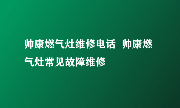 帅康燃气灶维修电话  帅康燃气灶常见故障维修