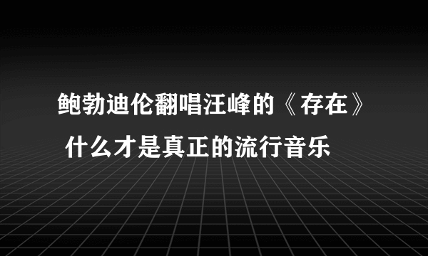 鲍勃迪伦翻唱汪峰的《存在》 什么才是真正的流行音乐