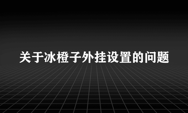 关于冰橙子外挂设置的问题