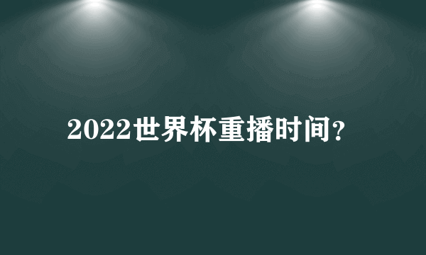 2022世界杯重播时间？