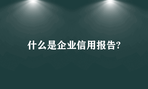 什么是企业信用报告?