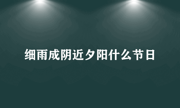 细雨成阴近夕阳什么节日