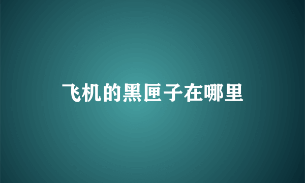 飞机的黑匣子在哪里