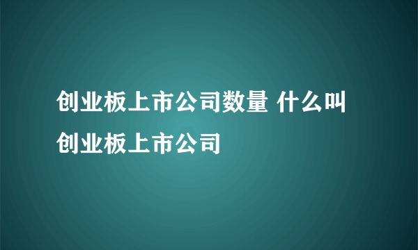 创业板上市公司数量 什么叫创业板上市公司