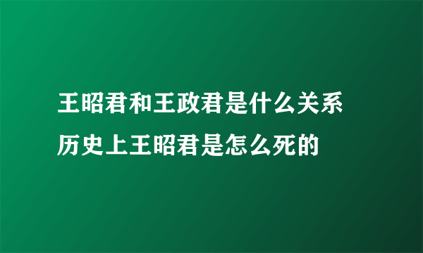 王昭君和王政君是什么关系  历史上王昭君是怎么死的