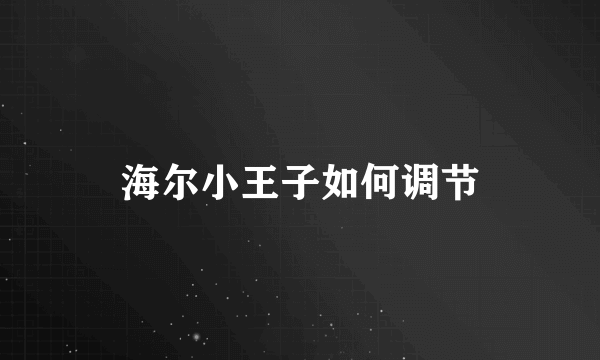 海尔小王子如何调节