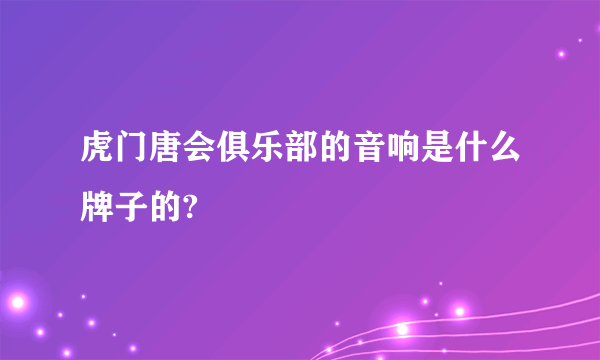 虎门唐会俱乐部的音响是什么牌子的?