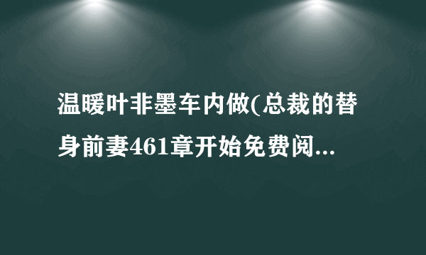 温暖叶非墨车内做(总裁的替身前妻461章开始免费阅读)-飞外网