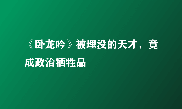 《卧龙吟》被埋没的天才，竟成政治牺牲品