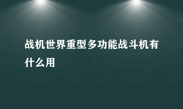 战机世界重型多功能战斗机有什么用