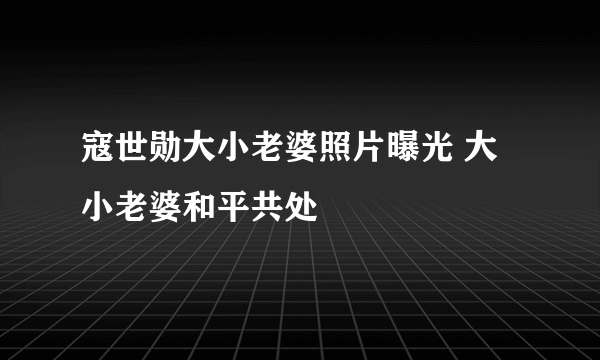 寇世勋大小老婆照片曝光 大小老婆和平共处